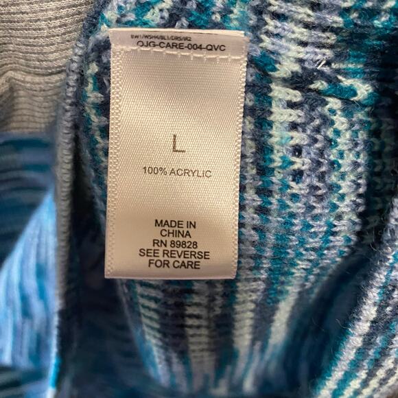 LOGO by Lori Goldstein Knit Blue Variegated Sweater Womens Size Large - Picture 4 of 6